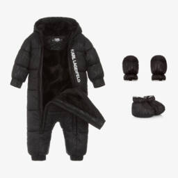 KARL LAGERFELD KIDS-Black Monogram Snowsuit | Childrensalon