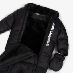 KARL LAGERFELD KIDS-Black Monogram Snowsuit | Childrensalon