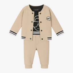 KARL LAGERFELD KIDS-Boys Beige Karl Ikonik Tracksuit  | Childrensalon