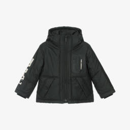KARL LAGERFELD KIDS-Boys Black Hooded Jacket with Ribbed Cuffs | Childrensalon