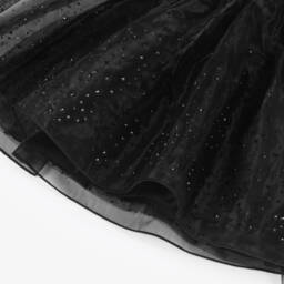 KARL LAGERFELD KIDS-Платье черное из трикотажа с органзой и стразами | Childrensalon