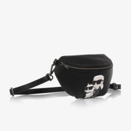 KARL LAGERFELD KIDS-Girls Black Karl Ikonik Belt Bag (20cm) | Childrensalon
