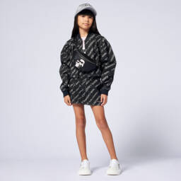 KARL LAGERFELD KIDS-Girls Black Karl Ikonik Belt Bag (20cm) | Childrensalon