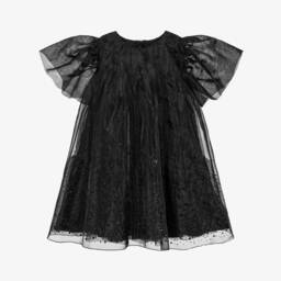 KARL LAGERFELD KIDS-Girls Black Organza Rhinestone Dress | Childrensalon