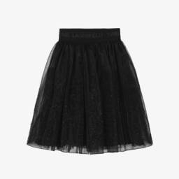 KARL LAGERFELD KIDS-Girls Black Organza Skirt with Rhinestones  | Childrensalon