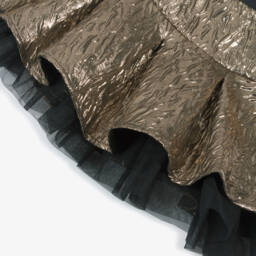 KARL LAGERFELD KIDS-Girls Gold Foil Effect Pleated Skirt | Childrensalon
