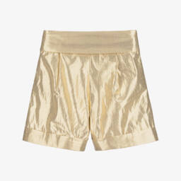 KARL LAGERFELD KIDS-Girls Gold Lamé Shorts | Childrensalon