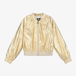 Girls Gold Lamé Zip-Up Jacket