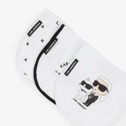 KARL LAGERFELD KIDS-White Cotton Bibs (3 Pack) | Childrensalon