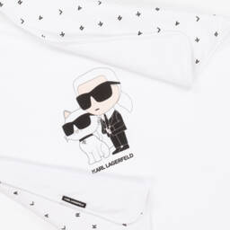 KARL LAGERFELD KIDS-White Padded Cotton Blanket (75cm) | Childrensalon
