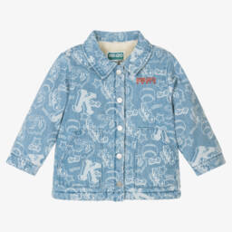 KENZO KIDS-Baby Boys Blue Denim Varsity Tiger Jacket | Childrensalon