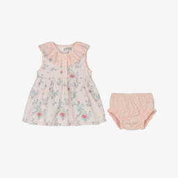 KENZO KIDS-Baby Girls Pink Floral Basketweave Cotton Dress | Childrensalon