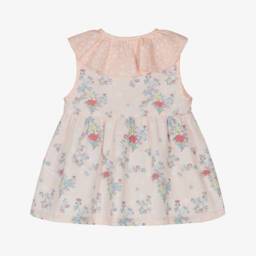 KENZO KIDS-Baby Girls Pink Floral Basketweave Cotton Dress | Childrensalon