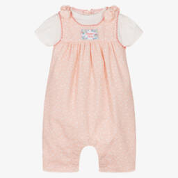 KENZO KIDS-Baby Girls Pink Floral Dungaree Set | Childrensalon