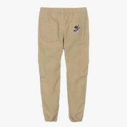 KENZO KIDS-Beige Cotton Canvas Cargo Trousers | Childrensalon