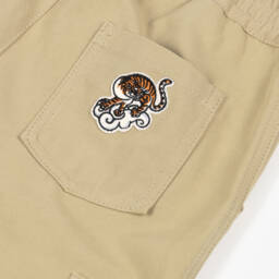 KENZO KIDS-Beige Cotton Canvas Cargo Trousers | Childrensalon