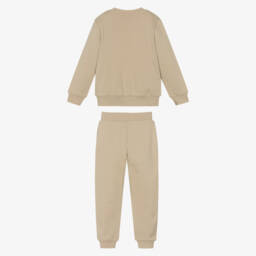 KENZO KIDS-طقم رياضي بشعار الفيل قطن جيرسي لون بيج | Childrensalon