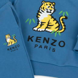 KENZO KIDS-Blue Cotton Jersey Kotora Tiger Tracksuit | Childrensalon