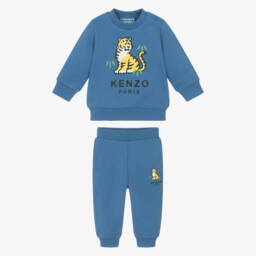 KENZO KIDS-Blue Cotton Jersey Kotora Tiger Tracksuit | Childrensalon