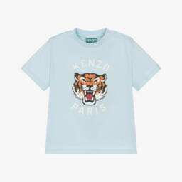 KENZO KIDS-Blue Cotton Lucky Tiger T-Shirt | Childrensalon