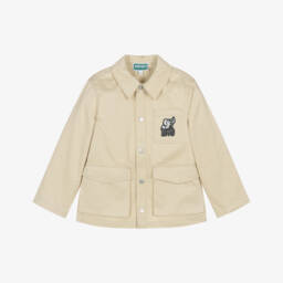 Куртка бежевая хлопковая с логотипом 1970 для мальчиков 