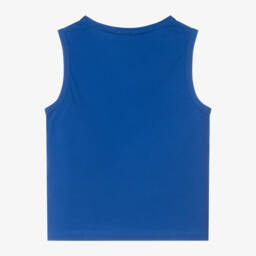 KENZO KIDS-Boys Blue Organic Cotton Sleeveless Top | Childrensalon