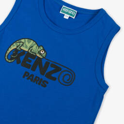 KENZO KIDS-Boys Blue Organic Cotton Sleeveless Top | Childrensalon