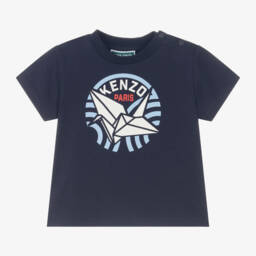 KENZO KIDS-Girls Ivory & Blue Cotton Seigaiha Skirt | Childrensalon