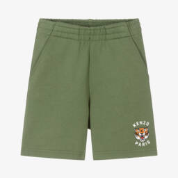 KENZO KIDS-Boys Green Cotton Lucky Tiger Shorts | Childrensalon