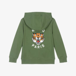 KENZO KIDS-Boys Green Cotton Zip-Up Hoodie | Childrensalon