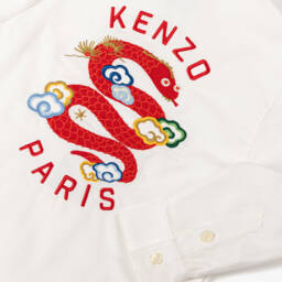 KENZO KIDS-Boys Ivory Cotton Snake Shirt | Childrensalon