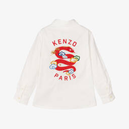 KENZO KIDS-Boys Ivory Cotton Snake Shirt | Childrensalon