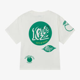 KENZO KIDS-Boys Ivory & Green Fruit Stickers T-Shirt | Childrensalon