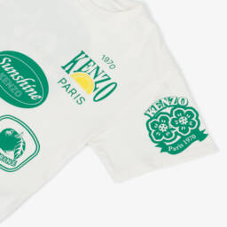 KENZO KIDS-Boys Ivory & Green Fruit Stickers T-Shirt | Childrensalon