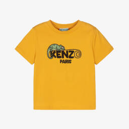 KENZO KIDS-Boys Yellow Cotton Chameleon T-Shirt | Childrensalon
