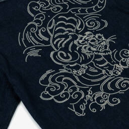 KENZO KIDS-Куртка джинсовая синяя с вышивкой для мальчиков | Childrensalon