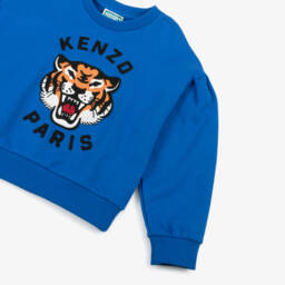 KENZO KIDS-Girls Blue Cotton Lucky Tiger Sweatshirt | Childrensalon