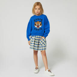 KENZO KIDS-Girls Blue Cotton Lucky Tiger Sweatshirt | Childrensalon