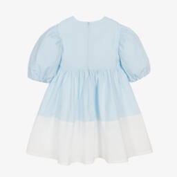KENZO KIDS-Girls Blue Cotton Sunflower Dress | Childrensalon