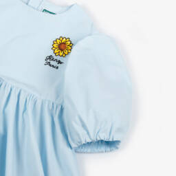KENZO KIDS-Girls Blue Cotton Sunflower Dress | Childrensalon