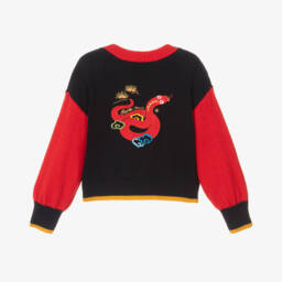 KENZO KIDS-Girls Blue Cotton & Wool Knit Snake Sweater | Childrensalon