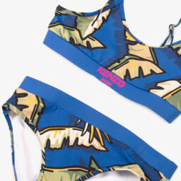 KENZO KIDS-Girls Blue Jungle Print Bikini | Childrensalon