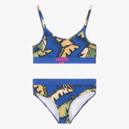 KENZO KIDS-Girls Blue Jungle Print Bikini | Childrensalon