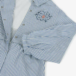 KENZO KIDS-Girls Blue Stripe Cotton Shirt Dress | Childrensalon