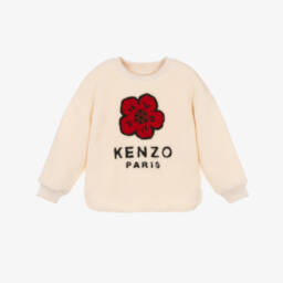 KENZO KIDS-Girls Ivory Boke Flower Sherpa Fleece Sweatshirt | Childrensalon