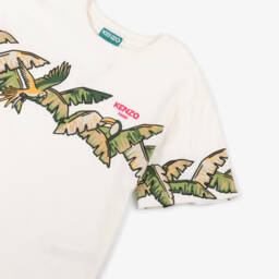 KENZO KIDS-Girls Ivory Organic Cotton Jungle Print T-Shirt | Childrensalon