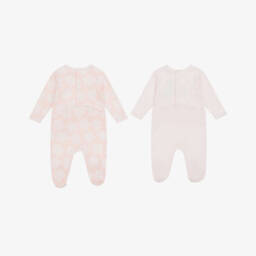 KENZO KIDS-Girls Pink Boke Flower Cotton Babygrows (2 Pack) | Childrensalon