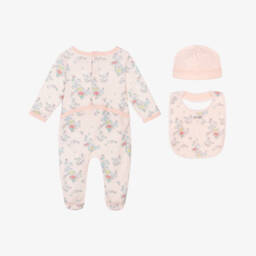 KENZO KIDS-Girls Pink Cotton Babysuit Gift Set | Childrensalon