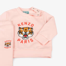 KENZO KIDS-Girls Pink Cotton Lucky Tiger Tracksuit | Childrensalon
