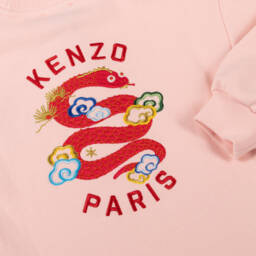 KENZO KIDS-Girls Pink Cotton Snake Sweatshirt Dress | Childrensalon